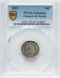 1832 Capped Bust Dime - PCGS Genuine AU Details - LOOKS FULL UNC! - Picture 1 of 5