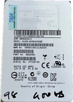 IBM 400GB SSD 6GB SAS  HUSML4040ASS600 0B26581 98% Health Excellent Condition - Image 1 of 3