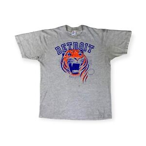 Detroit Tigers Vintage 90s Heather Gray T-Shirt Thrashed XL