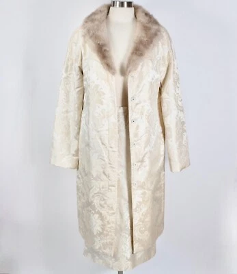 Y2K Dolce&Gabbana Falda Traje Chaqueta 42 EE. UU. 6 Otoño 1997/8 Brocado Visón Piel Cuello Foto 1 de 4