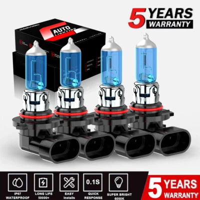 9005 9006 Kit de faros halógenos combo bombillas 5K haz alto bajo súper blanco brillante Foto 1 de 4