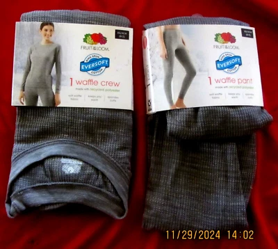 BRAND NEW FRUIT OF THE LOOM WAFFLE UNDERWEAR SET, GRAY, TOP & BOTTOM---XS (0-2) - Image 1 of 4
