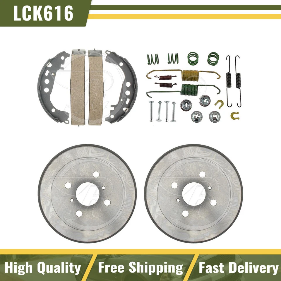 Rear Brake Drums & Brake Shoes Hardware Spring Kit Fits 2002 2003 Toyota Prius - Image 1 of 4