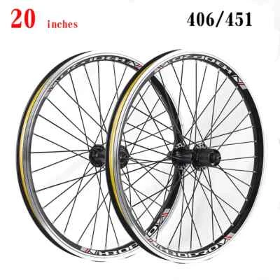 20'' Folding Bike Wheels Front 2 Bearings V Brake Wheelset Front/Rear 32 Holes - Image 1 of 4