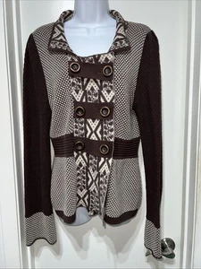 Lia Molly Sweater Womens SZ L Brown Cardigan Cotton Wool Blend Anthropologie - Picture 1 of 18