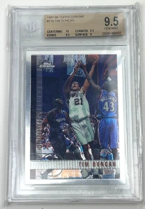 1997-98 Topps Chrome #115 TIM DUNCAN Rookie RC BGS 9.5 - Foto 1 di 2