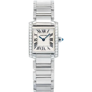 Cartier Tank Francaise 2384 W51008Q3 Aftermarket Diamant Lünette Quarzuhr 20mm - Bild 1 von 6
