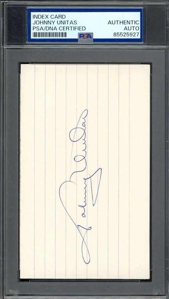 Tarjeta indexada autografiada por Johnny Unitas PSA ADN certificado de autenticidad 3x5 Foto 1 de 1