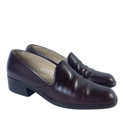 Mocasines Nine West para mujer 6M cuero borgoña tacón bloque Academia retro preppy Foto 1 de 4