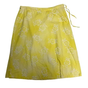Vintage Calvin Klein Jeans Women's Yellow Floral Flax Cotton Blend Skirt Size 12 - Picture 1 of 8