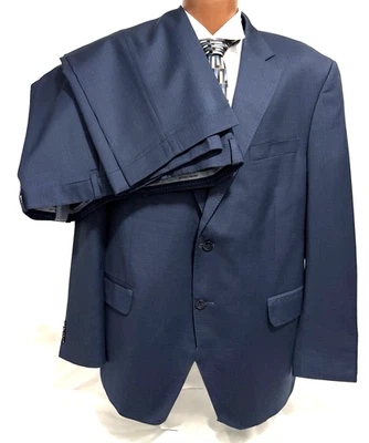 PETER MILLAR MEN'S 100% WOOL BLUE 2 PIECE SUIT W/CUFFED PANTS SIZE 46R/XLARGE - Image 1 of 4