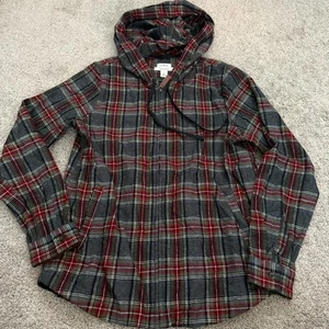 LL Bean Calce Relajado Pullover Franela Sudadera con Capucha Suéter para Mujer - Talla XS Rojo a Cuadros - Imagen 1 de 6