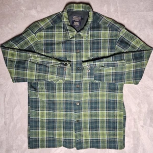 Pendleton Vintage 30’s - 40’s Med GreenPlaid 100% Virgin Wool Field Shirt - Picture 1 of 12
