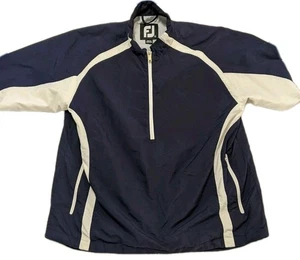 Footjoy 1/2 Zip Golf Pullover Giacca a Vento Giacca Antipioggia Taglia L Blu Navy Bianco - Foto 1 di 11