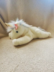 Vintage TY BEANIE BUDDIES (MYSTISCH) GROSSES WEISSES EINHORN MIT REGENBOGENMÄHNE 14" (EUC) - Bild 1 von 9