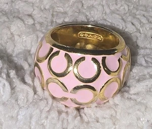 Coach Dome Ring - Pink Enamel, Silver Tone (754) - Picture 1 of 4