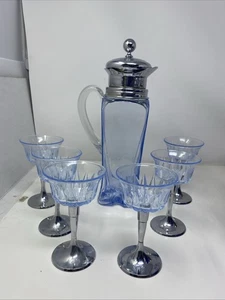 Cambridge Glass modello 3400-158 shaker cocktail con manico inferiore quadrato 6 bicchieri - Foto 1 di 9