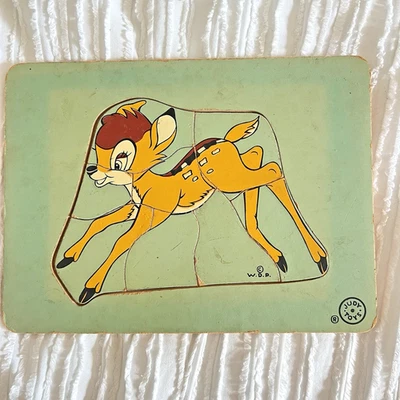 Vintage Bambi Wooden Puzzle Walt Disney Productions Judy Toys 1950s Collectable - Image 1 of 4