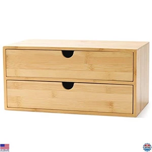 Stilvolle Bambus 2 Schubladen Schreibtisch Organizer - Einfache Aufbewahrung für Toilettenartikel & Zubehör - Bild 1 von 6