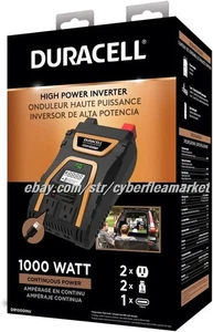 Duracell 1000W Power Inverter 2 AC Outlets 1 Pair of 1.5 Ft 6AWG Input Cables - Picture 1 of 7