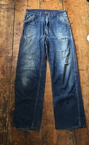 Vintage 1950s Workman’s Denim Jeans 32x30 Workwear Worn Faded - Picture 1 of 18