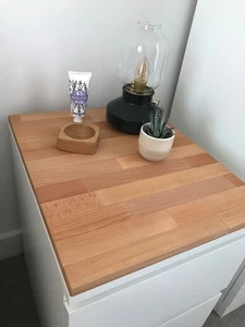 Solidwood Beech Block Wood Top Cover Panel for Ikea Malm Bedside 2 drawer unit - Picture 1 of 5