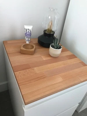 Solidwood Beech Block Wood Top Cover Panel for Ikea Malm Bedside 2 drawer unit - Image 1 of 4