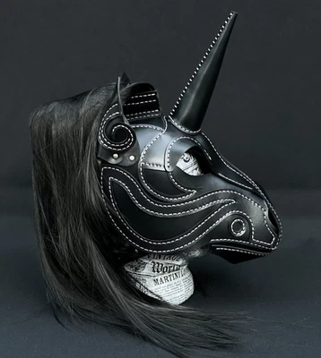 Unicorn  genuine leather mask purple Thread Stitching, Any Color Available - Image 1 of 4