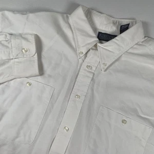 Lands' End White Heavyweight Oxford Button Down Long Sleeve Regular Dress Shirt - Picture 1 of 6