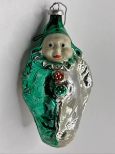 Vintage Glas Zirkus Clown Narr Figur Weihnachtsschmuck bemalt Gesicht  - Bild 1 von 2