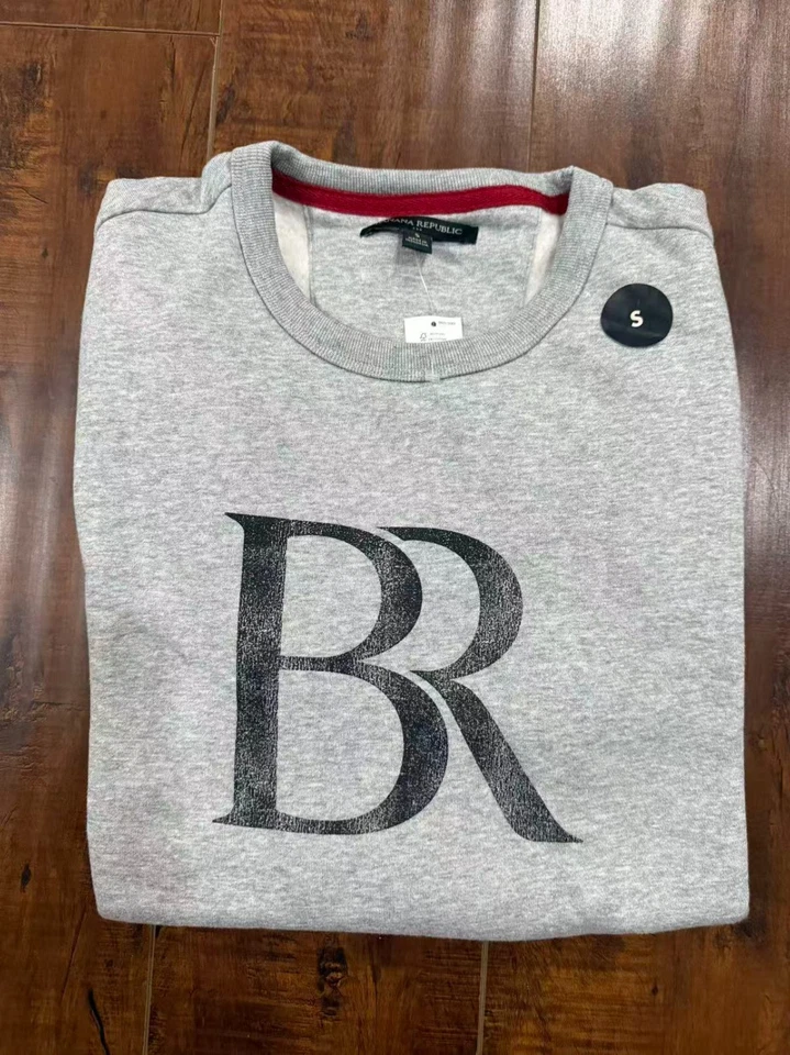 Banana Republic Men's Navy Grey Logo Crew Neck Long Sleeves Pullover Sweatshirt - Image 1 of 1