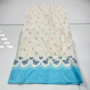 vintage pillowcase standard blue feedsack cotton butterfly floral mcm retro - Picture 1 of 9