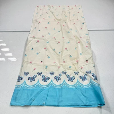 vintage pillowcase standard blue feedsack cotton butterfly floral mcm retro - Image 1 of 4