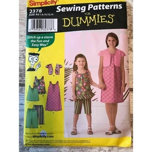 Vestido Top Bolero Pantalones Cortos Simplicity For Dummies Patrón 2378 Niños Niñas 7-14 - Imagen 1 de 3