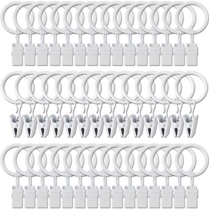 44 Pack Metal Curtain Rings with Clips, Drapery Clips with Rings, Drapes Ring... - Picture 1 of 7