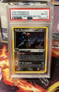 PSA 8 Dark Houndoom Team Rocket Returns EX 2004 Reverse Holo Foil 37/109 *SWIRL* - Picture 1 of 5
