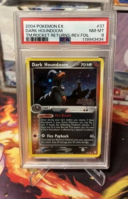 PSA 8 Dark Houndoom Team Rocket Returns EX 2004 Reverse Holo Foil 37/109 *SWIRL* - Image 1 of 4
