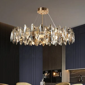 Modern K9 Crystal Chandelier,Gold LED Crystal Ceiling Chandelier Lights 8 Bulbs - Picture 1 of 9