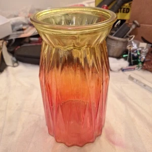 ANTIQUE 8" Tall 4" Wide AMBERINA Molded GLASS VASE - Picture 1 of 5