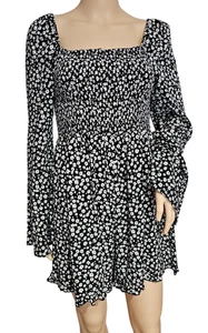 Jumpsuit kurz Gr. L Schwarz Weiß von FB Sister Langarm Blumen Muster - Bild 1 von 5