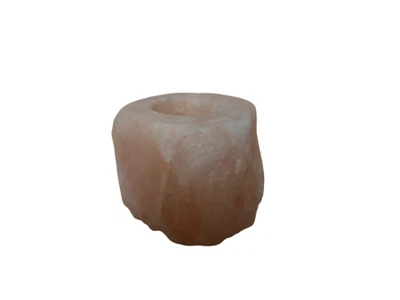 Himalayan Salt Crystal Tea Light Candle Holder Base Amber Glow Natural Shape - Image 1 of 4