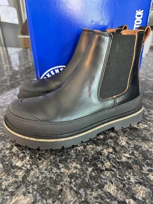 Botas sin cordones Birkenstock Prescott de cuero negras estrechas talla 39. Zapatos Us 8 Foto 1 de 4