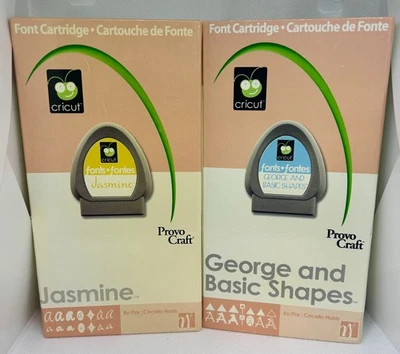 LOT 2 Cricut Cartridges lot Jasmine Font AND George and Basic Shapes - Image 1 of 2