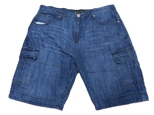 Rocawear Stretch Denim Cargo Shorts Men’s 36 Blue Jean Carpenter Y2K Hip Hop VTG - Picture 1 of 8