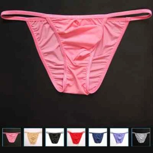 Mens Sexy Low-rise Tanga Briefs Bikini Ice Silk Pouch Underwear Lingerie Panties - Picture 1 of 27