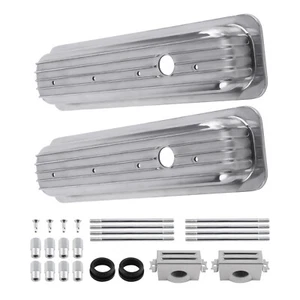 Roller Rocker Valve Covers for Chevy SBC 350 1987-1997 Finned Polished Aluminum - Bild 1 von 12