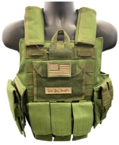 Tactical Vest OD GREEN Plate Carrier Military Matches Multicam- Adjustable - Picture 1 of 9
