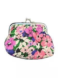 Vera Bradley Kisslock Coin Purse Purple Pink Flower Floral Quilted - Picture 1 of 3