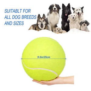 9.5" Big Tennis Ball for Dogs Inflatable Giant Tennis Balls Large Pet Toys Ball - Picture 1 of 12