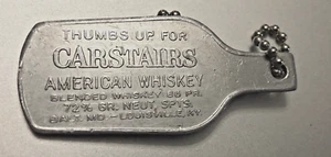 Portachiavi cliente vintage a forma di bottiglia: CARSTAIRS AMERICAN WHISKEY; Louisville KY - Foto 1 di 2